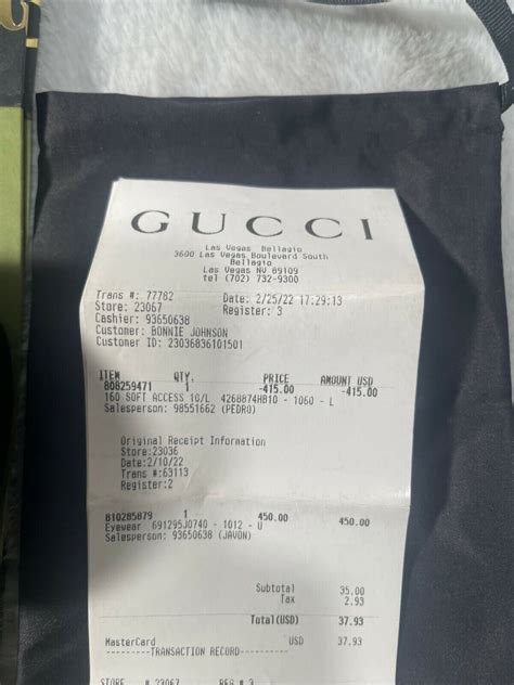 gucci receipts.